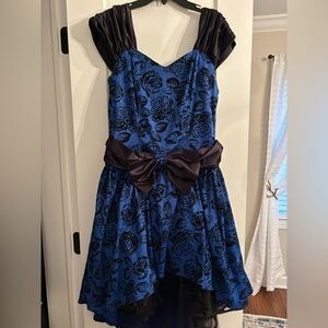 Blue and Black Floral  Dress- 80s style